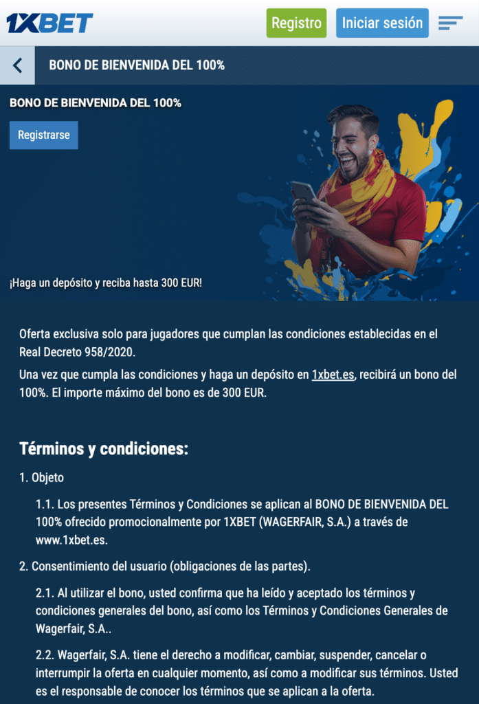 bono de bienvenida 1xbet