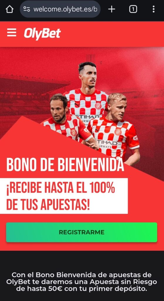 bono de bienvenida de Olybet: gana hasta 100%