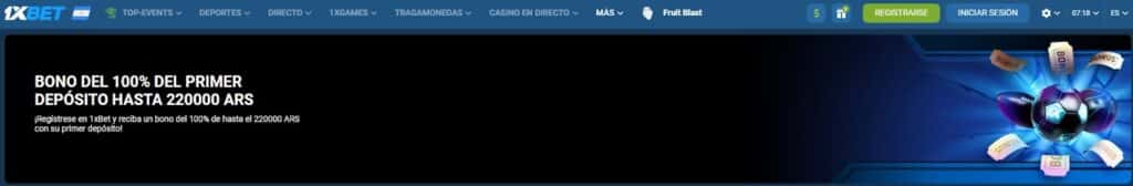 bono de bienvenida 1xbet Argentina