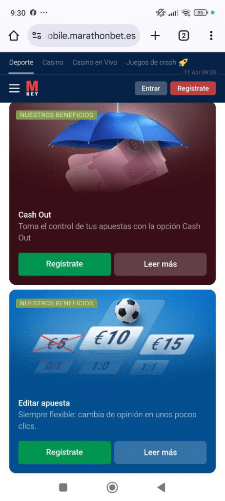Regístrate y recibe un atractivo bono de bienvenida de hasta 200 € al activar el código promocional Marathonbet, HISPFREE.