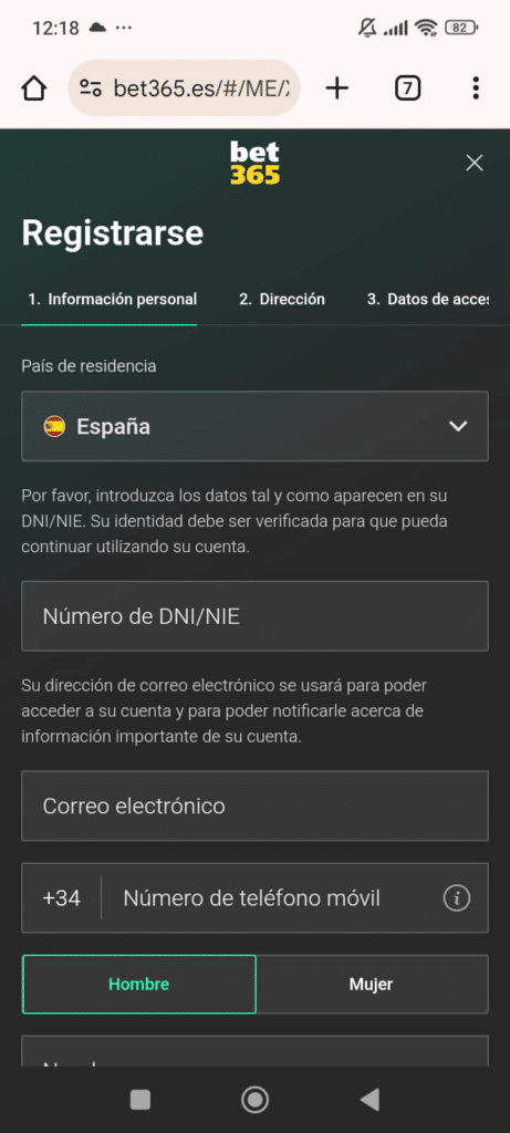 cómo registrarse en bet365 España