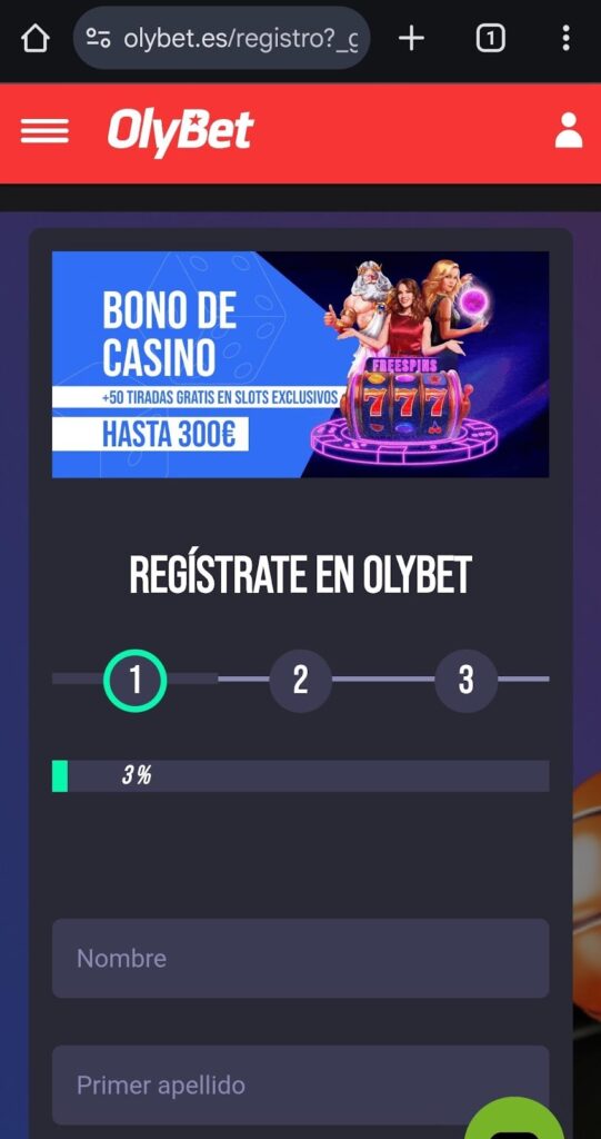 registro en Olybet España